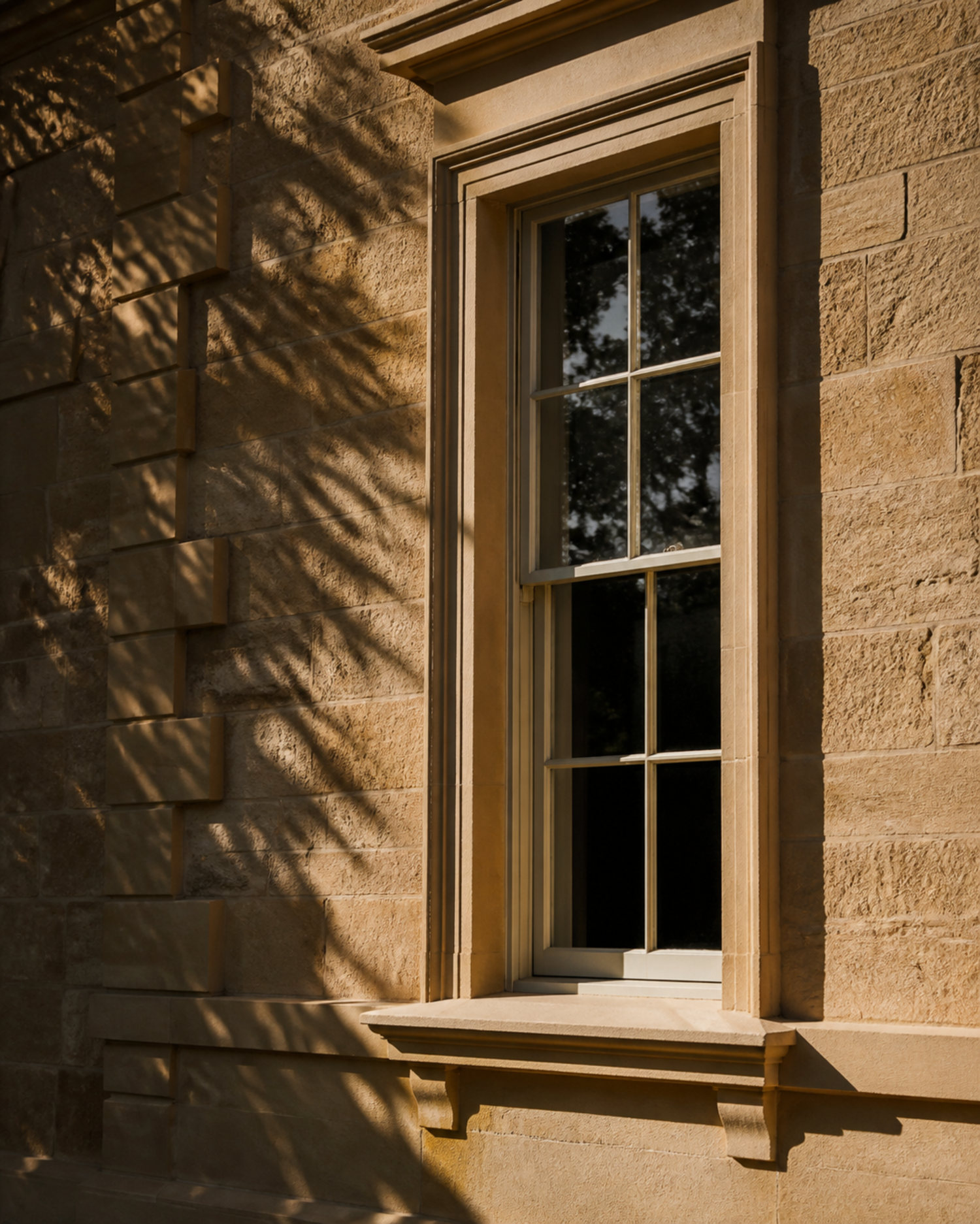 Heritage sandstone facade in Adelaide, late afternoon light