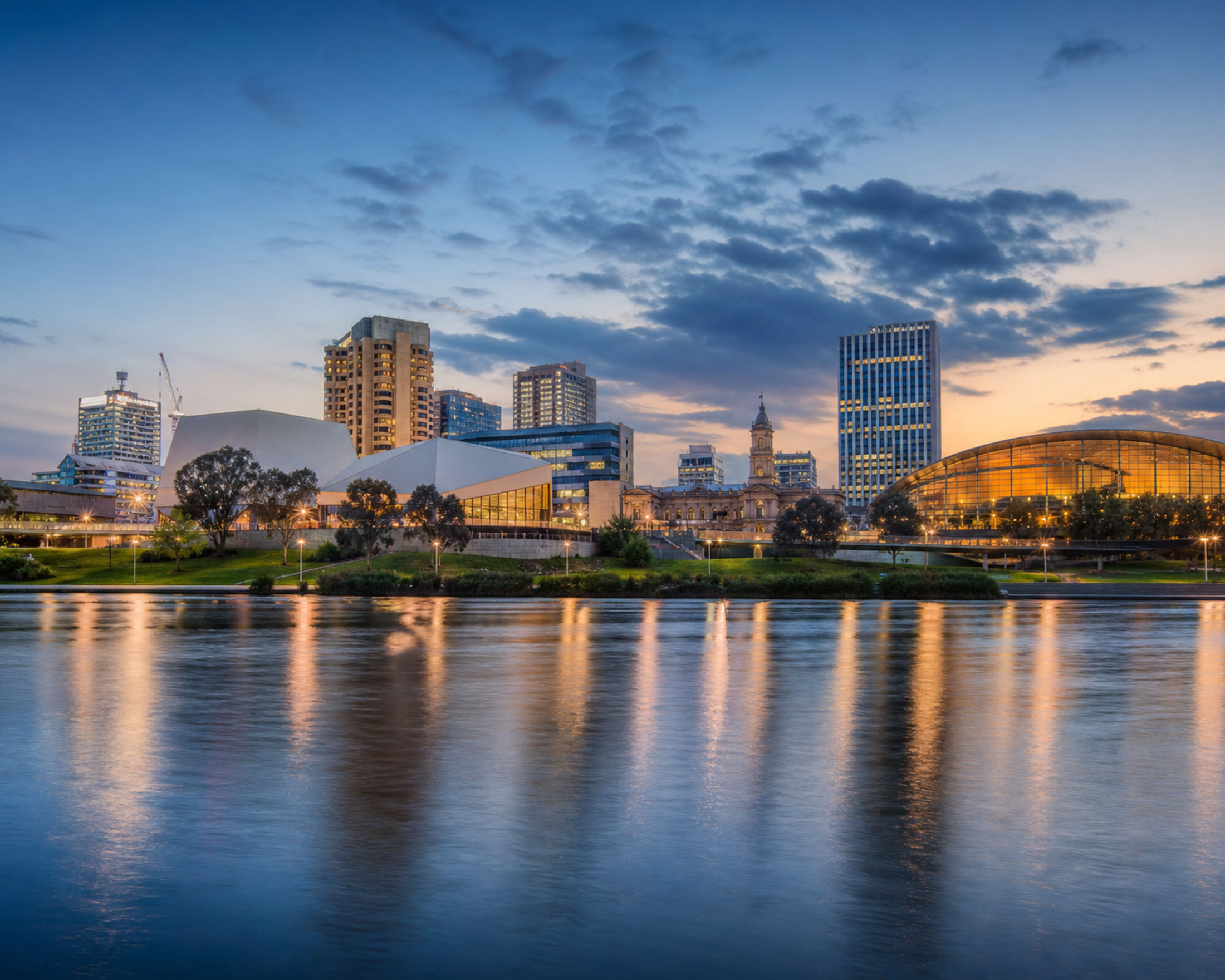Adelaide city centre viewed across the River Torrens